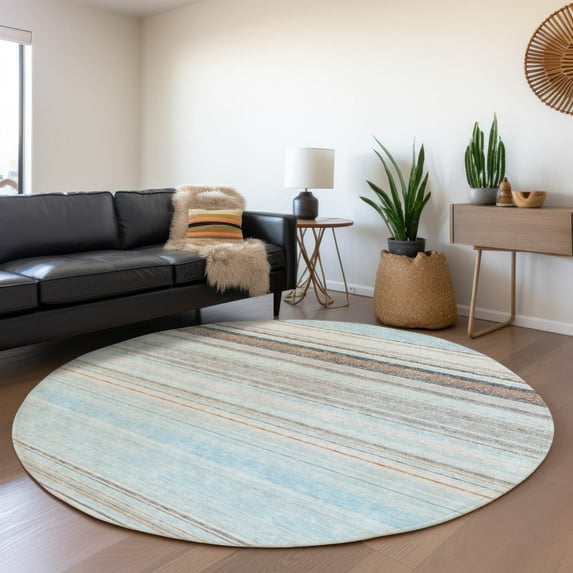 Addison Rugs Chantille Indoor/Outdoor Transitional Geometric, Abstract Sky Washable Round Rug, 8' x 8'