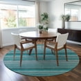 thumbnail image 1 of Addison Rugs Chantille Indoor/Outdoor Transitional Stripes Teal Washable Round Rug, 8' x 8', 1 of 6