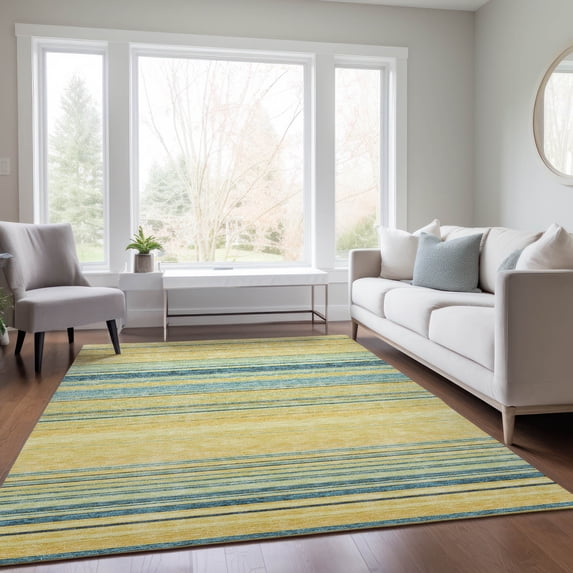 Addison Rugs Chantille Indoor/Outdoor Transitional Geometric, Abstract Yellow Washable Rectangle Rug, 8' x 10'