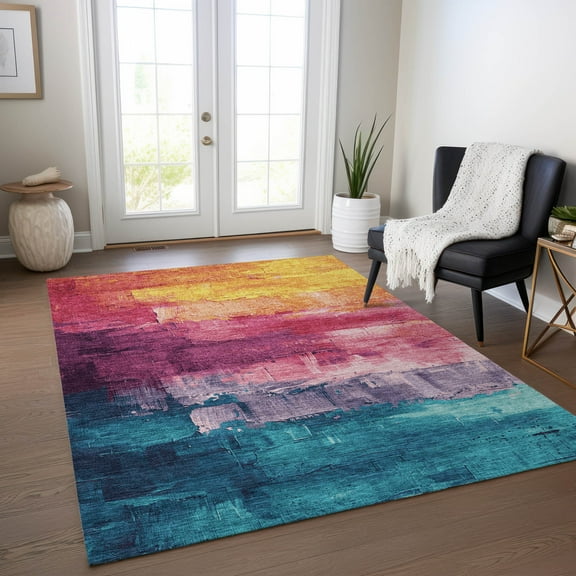Addison Rugs Chantille Indoor/Outdoor Transitional Abstract Merlot Washable Rectangle Rug, 10' x 14'