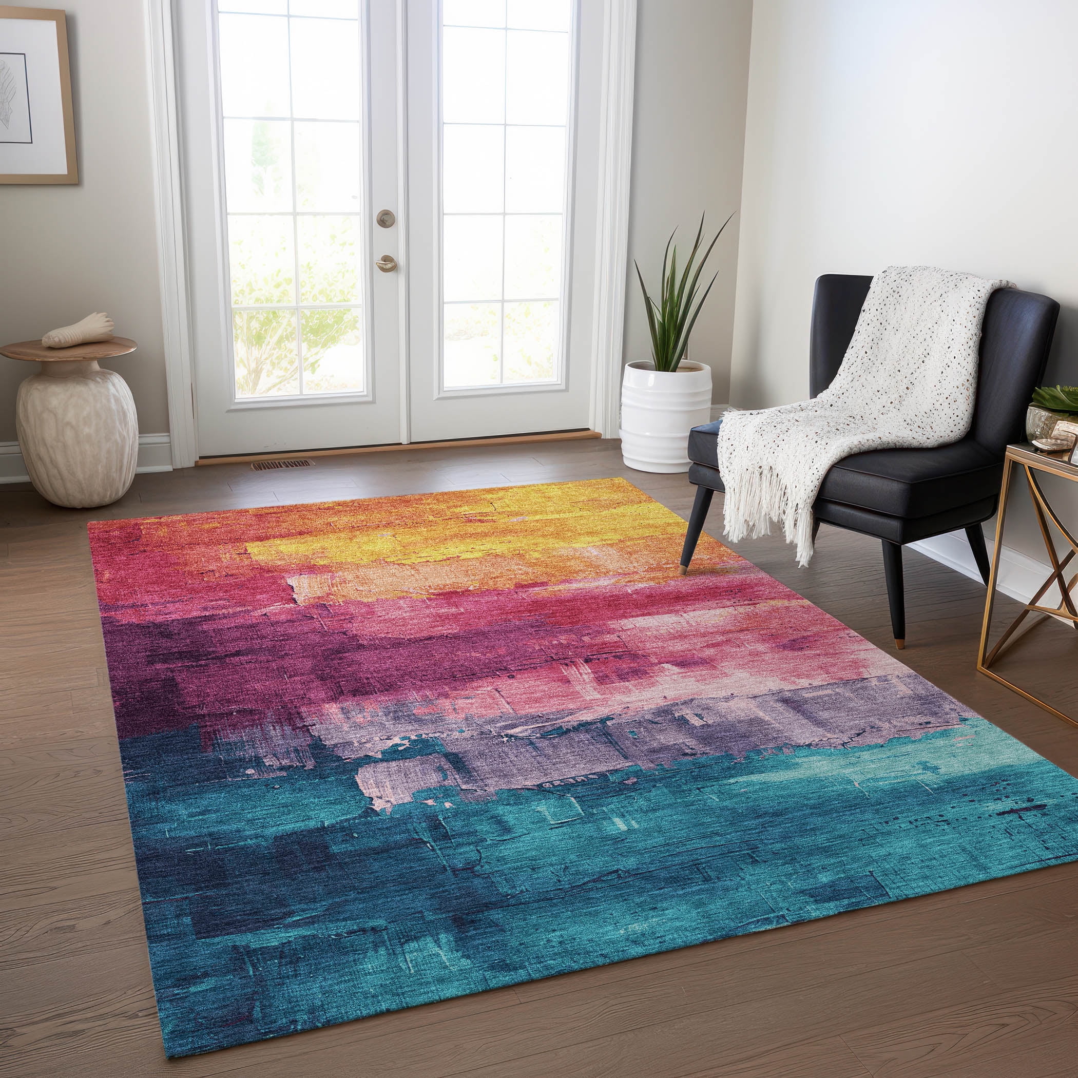 Addison Rugs Chantille Indoor/Outdoor Transitional Abstract Merlot ...