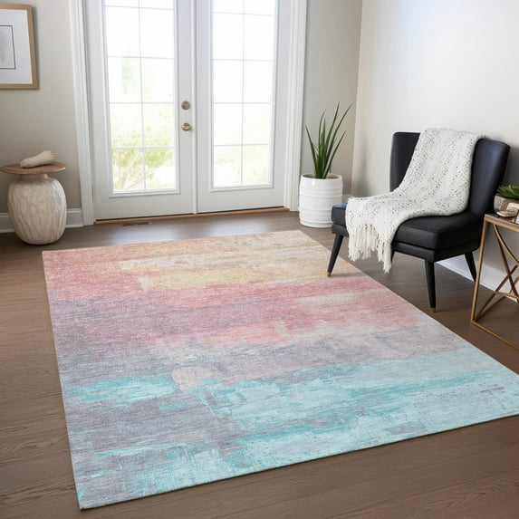 Addison Rugs Chantille Indoor/Outdoor Transitional Abstract Salmon Washable Rectangle Rug, 10' x 14'