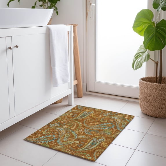 Addison Rugs Chantille Indoor/Outdoor Transitional Paisley Paprika Washable Rectangle Rug, 1'8" x 2'6"