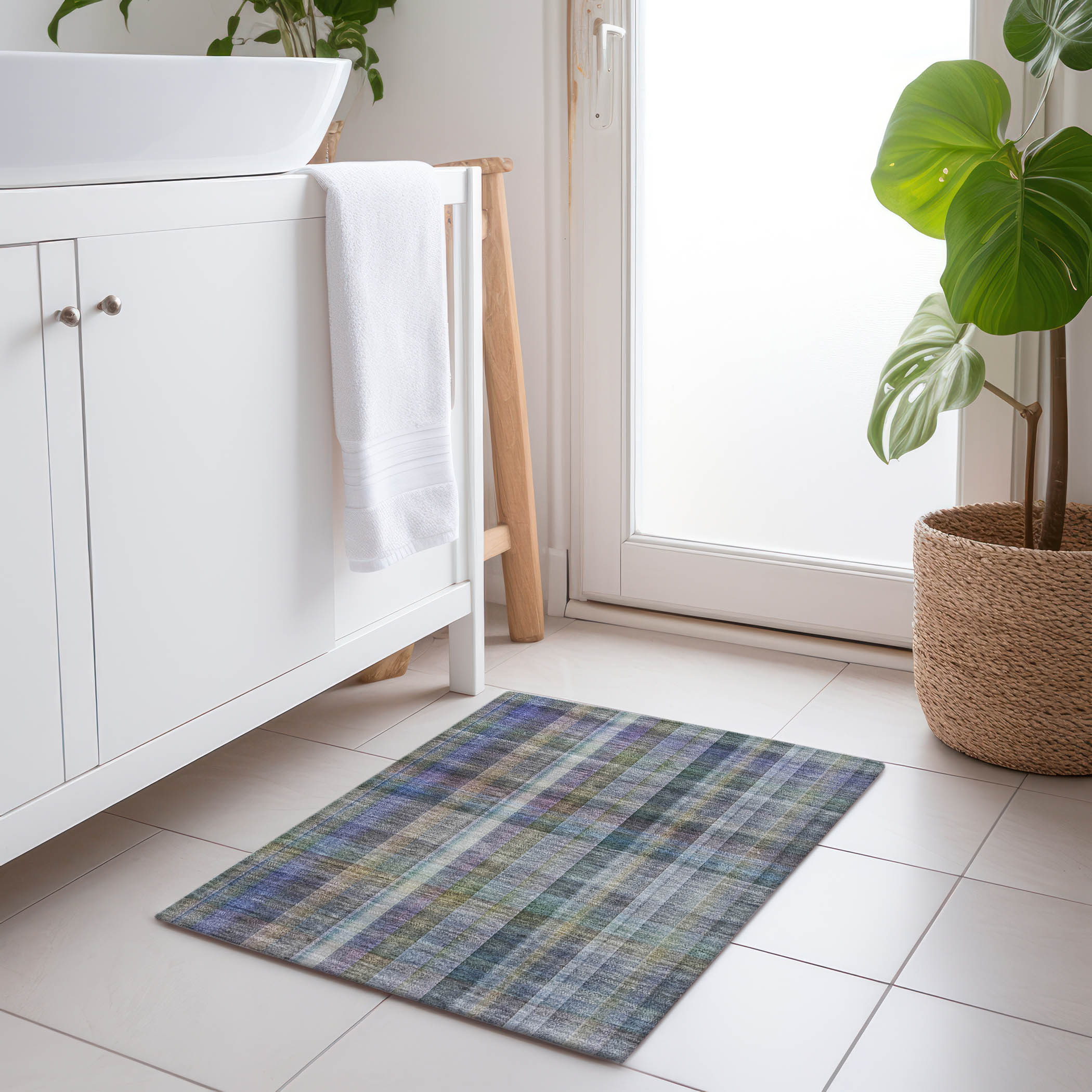Addison Rugs Chantille Indoor/Outdoor Transitional Plaid Green Washable ...