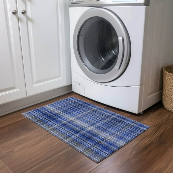 Addison Rugs Chantille Indoor/Outdoor Transitional Plaid Navy Washable Rectangle Rug, 1'8" x 2'6"