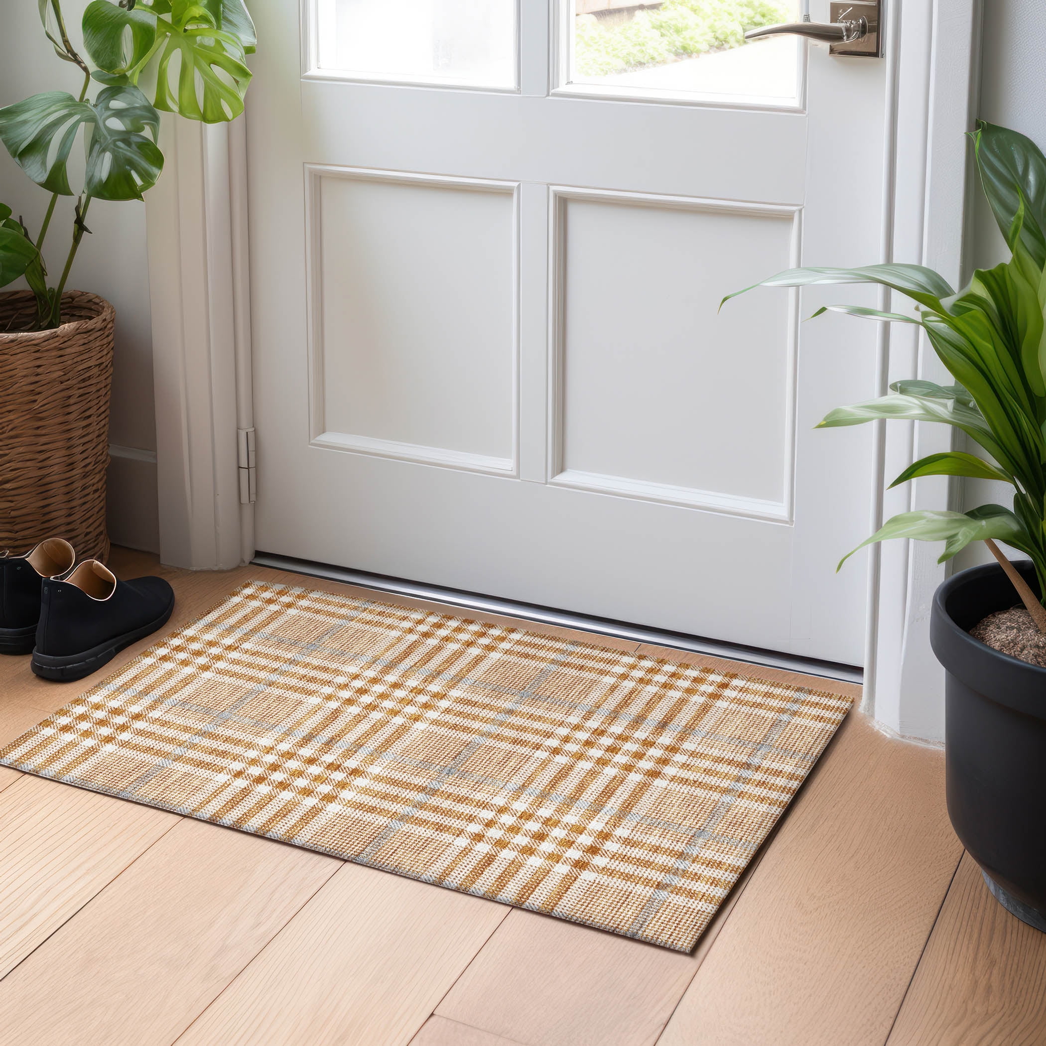 Addison Rugs Chantille Indoor/Outdoor Transitional Geometric, Abstract Paprika Washable Rectangle Rug, 1'8" x 2'6"