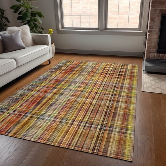 Addison Rugs Chantille Indoor/Outdoor Transitional Plaid Paprika Washable Rectangle Rug, 10' x 14'