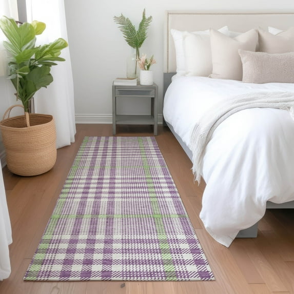 Addison Rugs Chantille Indoor/Outdoor Transitional Geometric, Abstract Purple Washable Runner Rug, 2'3" x 7'6"
