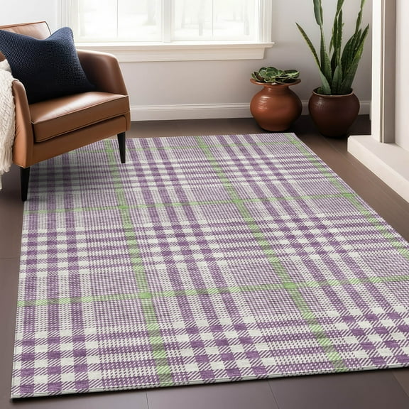 Addison Rugs Chantille Indoor/Outdoor Transitional Geometric, Abstract Purple Washable Rectangle Rug, 9' x 12'