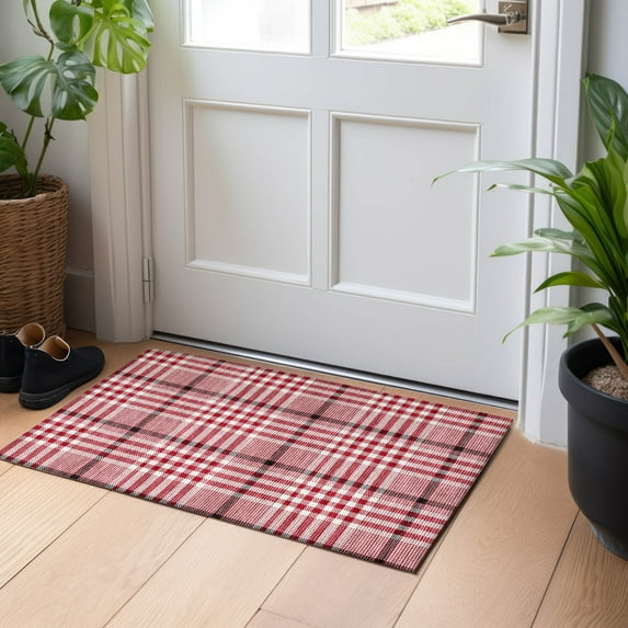Addison Rugs Chantille Indoor/Outdoor Transitional Geometric, Abstract Red Washable Rectangle Rug, 1'8" x 2'6"