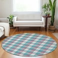 thumbnail image 1 of Addison Rugs Chantille Indoor/Outdoor Transitional Plaid Teal Washable Round Rug, 8' x 8', 1 of 6