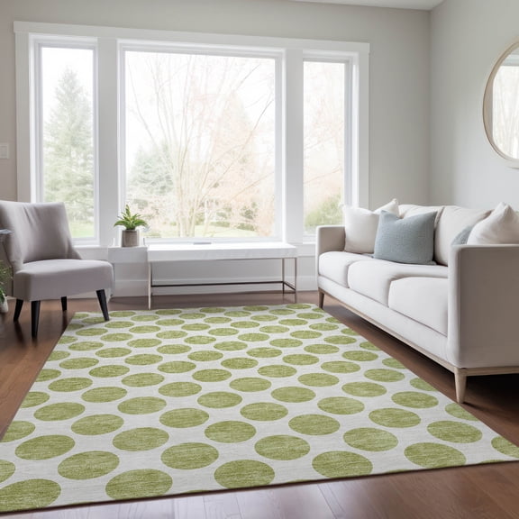 Addison Rugs Chantille Indoor/Outdoor Transitional Circles Aloe Washable Rectangle Rug, 3' x 5'