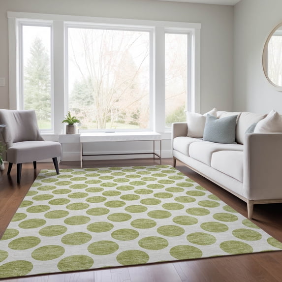 Addison Rugs Chantille Indoor/Outdoor Transitional Circles Aloe Washable Rectangle Rug, 5' x 7'6"