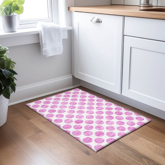 Addison Rugs Chantille Indoor/Outdoor Transitional Circles Blush Washable Rectangle Rug, 1'8" x 2'6"