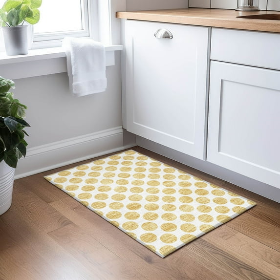 Addison Rugs Chantille Indoor/Outdoor Transitional Circles Gold Washable Rectangle Rug, 1'8" x 2'6"