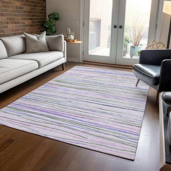Addison Rugs Chantille Indoor/Outdoor Transitional Stripes Lavender Washable Rectangle Rug, 2'6" x 3'10"