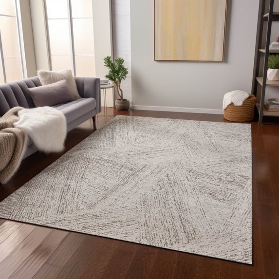 Addison Rugs Chantille Indoor/Outdoor Transitional Lines Beige Washable Rectangle Rug, 3' x 5'