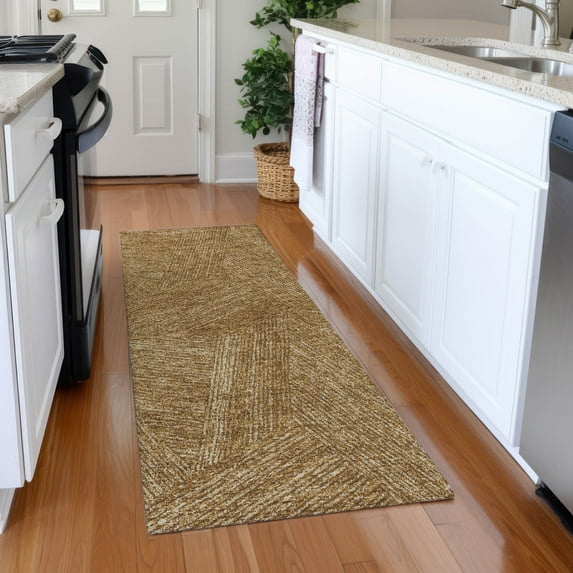 Addison Rugs Chantille Indoor/Outdoor Transitional Lines Gold Washable Runner Rug, 2'3" x 7'6"