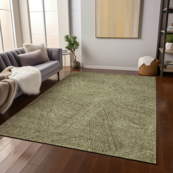 Addison Rugs Chantille Indoor/Outdoor Transitional Lines Green Washable Rectangle Rug, 8' x 10'