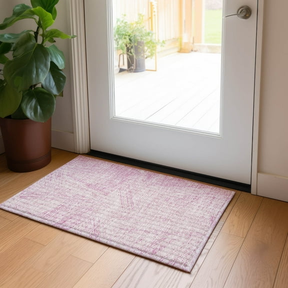 Addison Rugs Chantille Indoor/Outdoor Transitional Lines Pink Washable Rectangle Rug, 1'8" x 2'6"