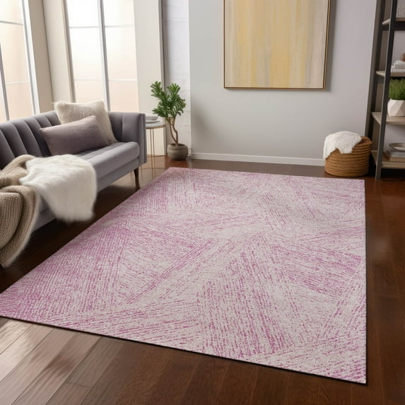 Addison Rugs Chantille Indoor/Outdoor Transitional Lines Pink Washable Rectangle Rug, 5' x 7'6"