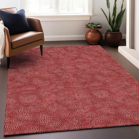 Addison Rugs Chantille Indoor/Outdoor Transitional Geometric Red Washable Rectangle Rug, 10' x 14'