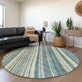 thumbnail image 1 of Addison Rugs Chantille Indoor/Outdoor Transitional Stripes Sky Washable Round Rug, 8' x 8', 1 of 6