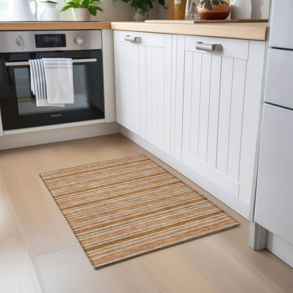 Addison Rugs Chantille Indoor/Outdoor Transitional Stripes Paprika Washable Rectangle Rug, 1'8" x 2'6"