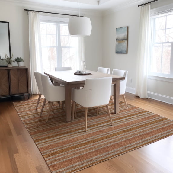 Addison Rugs Chantille Indoor/Outdoor Transitional Stripes Paprika Washable Rectangle Rug, 2'6" x 3'10"