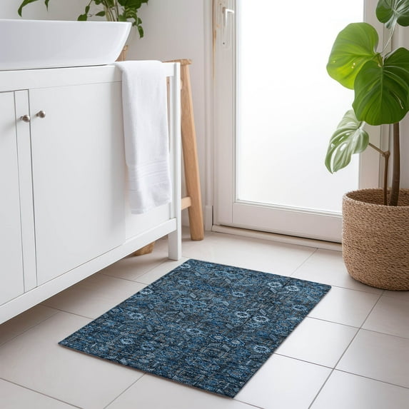 Addison Rugs Chantille Indoor/Outdoor Transitional Bohemian Blue Washable Rectangle Rug, 1'8" x 2'6"