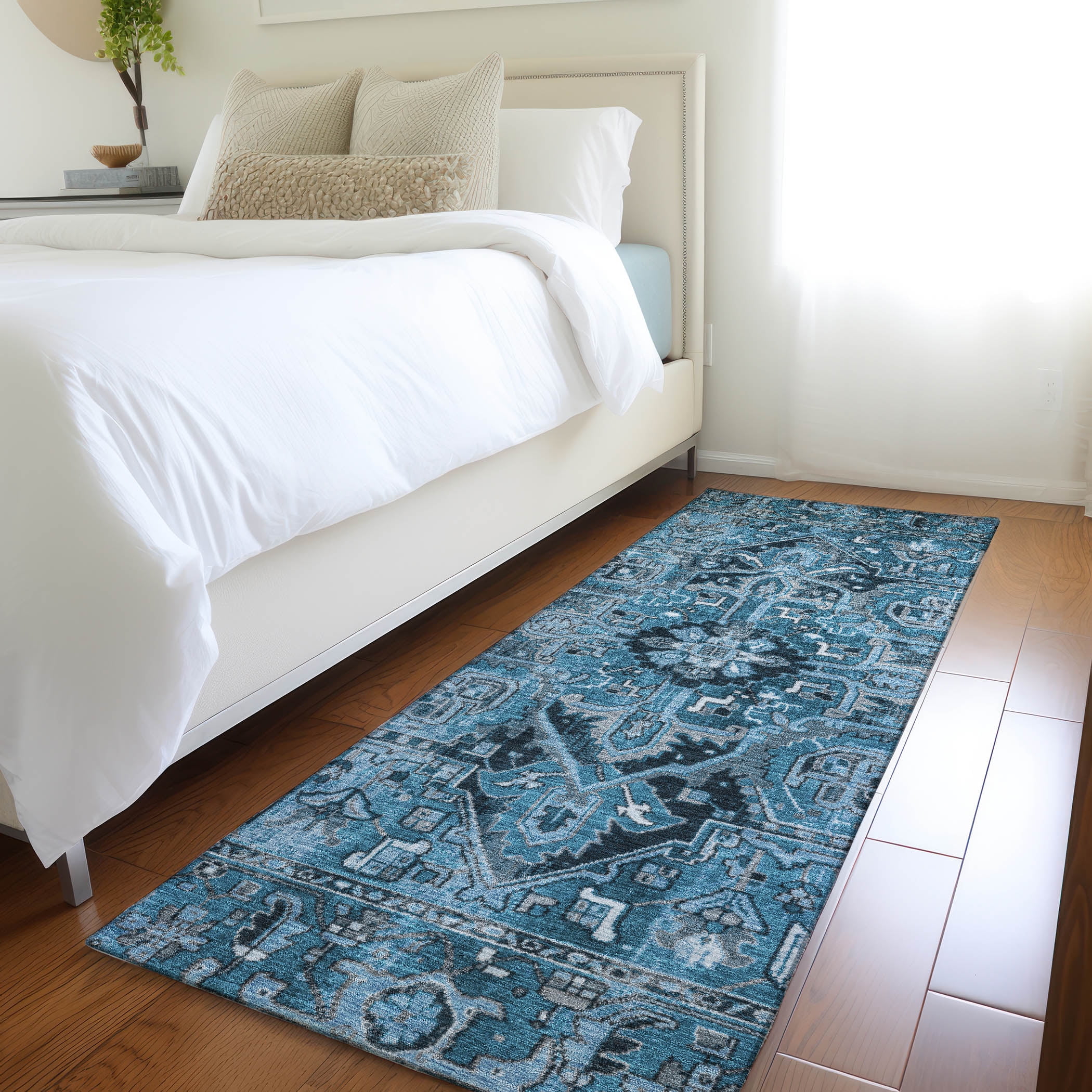 Addison Rugs Chantille Indoor/Outdoor Traditional Oriental Blue Washable Runner Rug, 2'3" x 7'6"