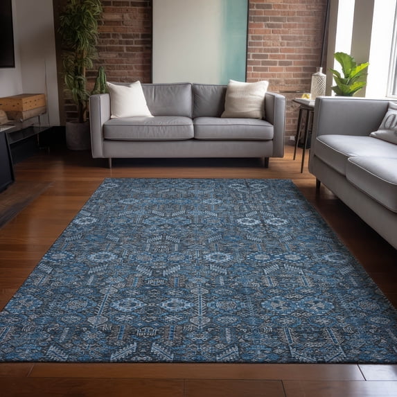 Addison Rugs Chantille Indoor/Outdoor Transitional Bohemian Blue Washable Rectangle Rug, 9' x 12'