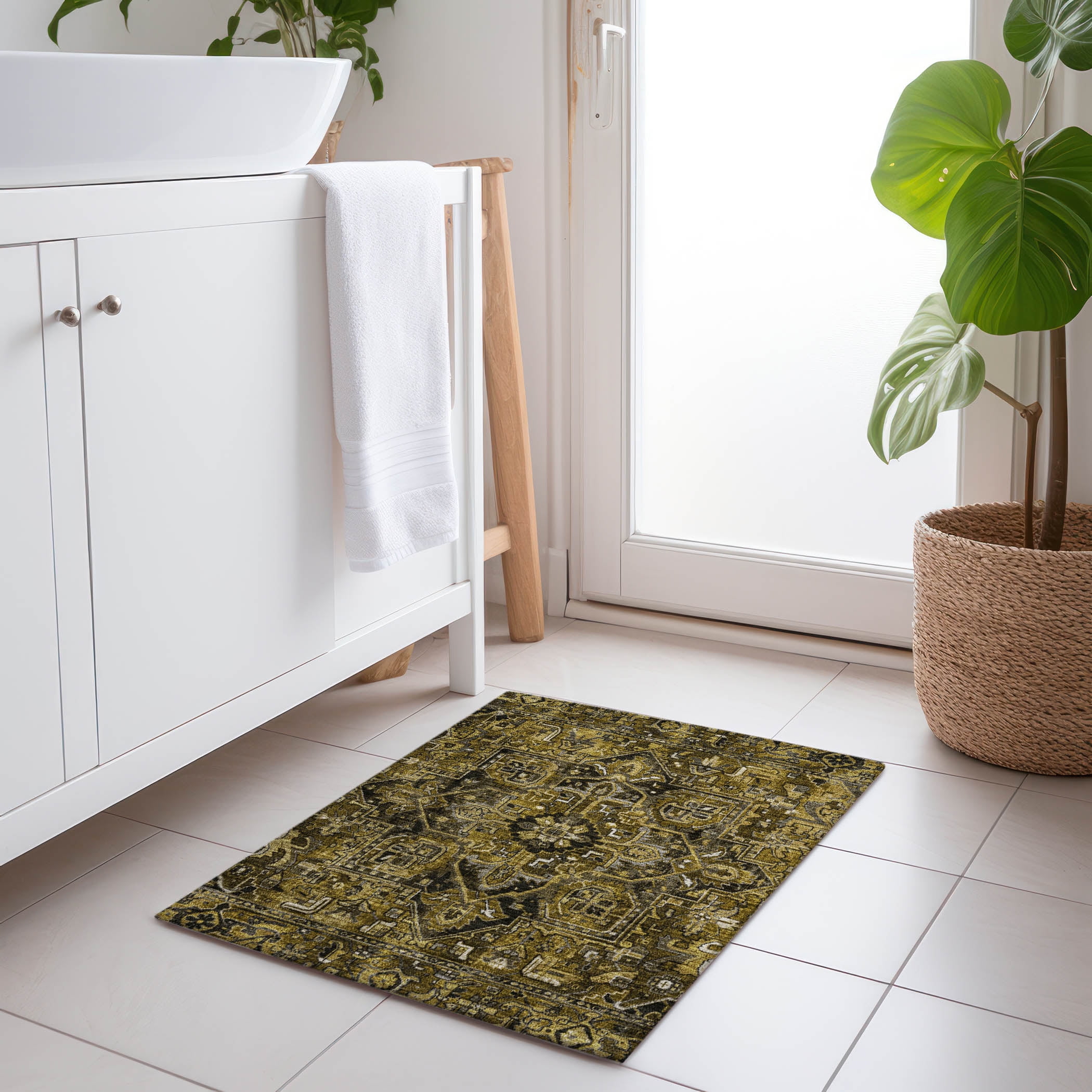 Addison Rugs Chantille Indoor/Outdoor Traditional Oriental Brown Washable Rectangle Rug, 1'8" x 2'6"