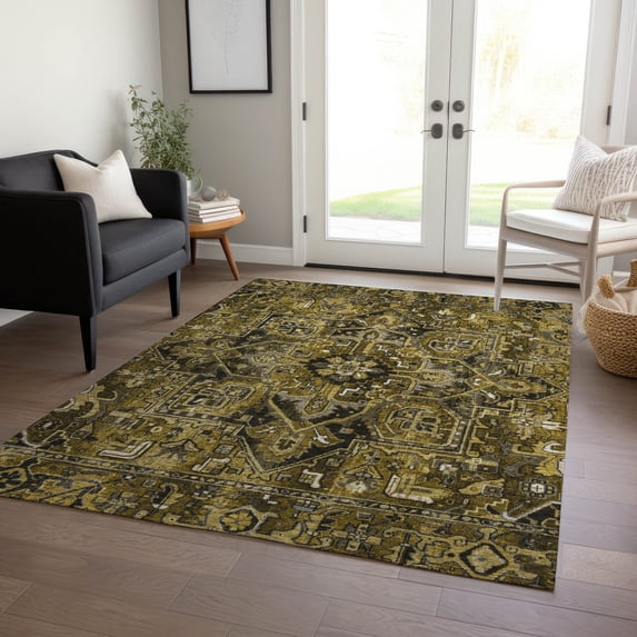 Addison Rugs Chantille Indoor/Outdoor Traditional Oriental Brown Washable Rectangle Rug, 5' x 7'6"