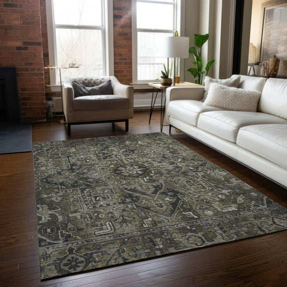 Addison Rugs Chantille Indoor/Outdoor Traditional Oriental Taupe Washable Rectangle Rug, 3' x 5'