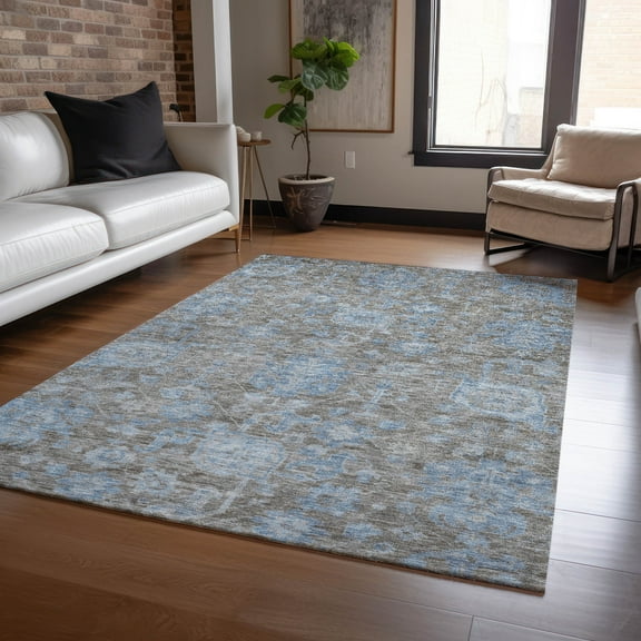 Addison Rugs Chantille Indoor/Outdoor Traditional Formal Gray Washable Rectangle Rug, 10' x 14'