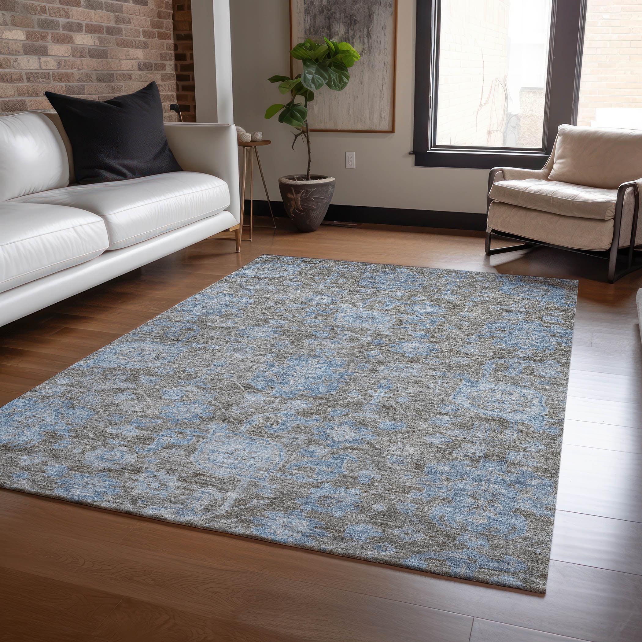 Addison Rugs Chantille Indoor/Outdoor Traditional Formal Gray Washable ...