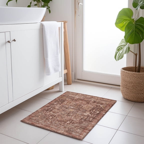 Addison Rugs Chantille Indoor/Outdoor Transitional Geometric, Abstract Burgundy Washable Rectangle Rug, 1'8" x 2'6"