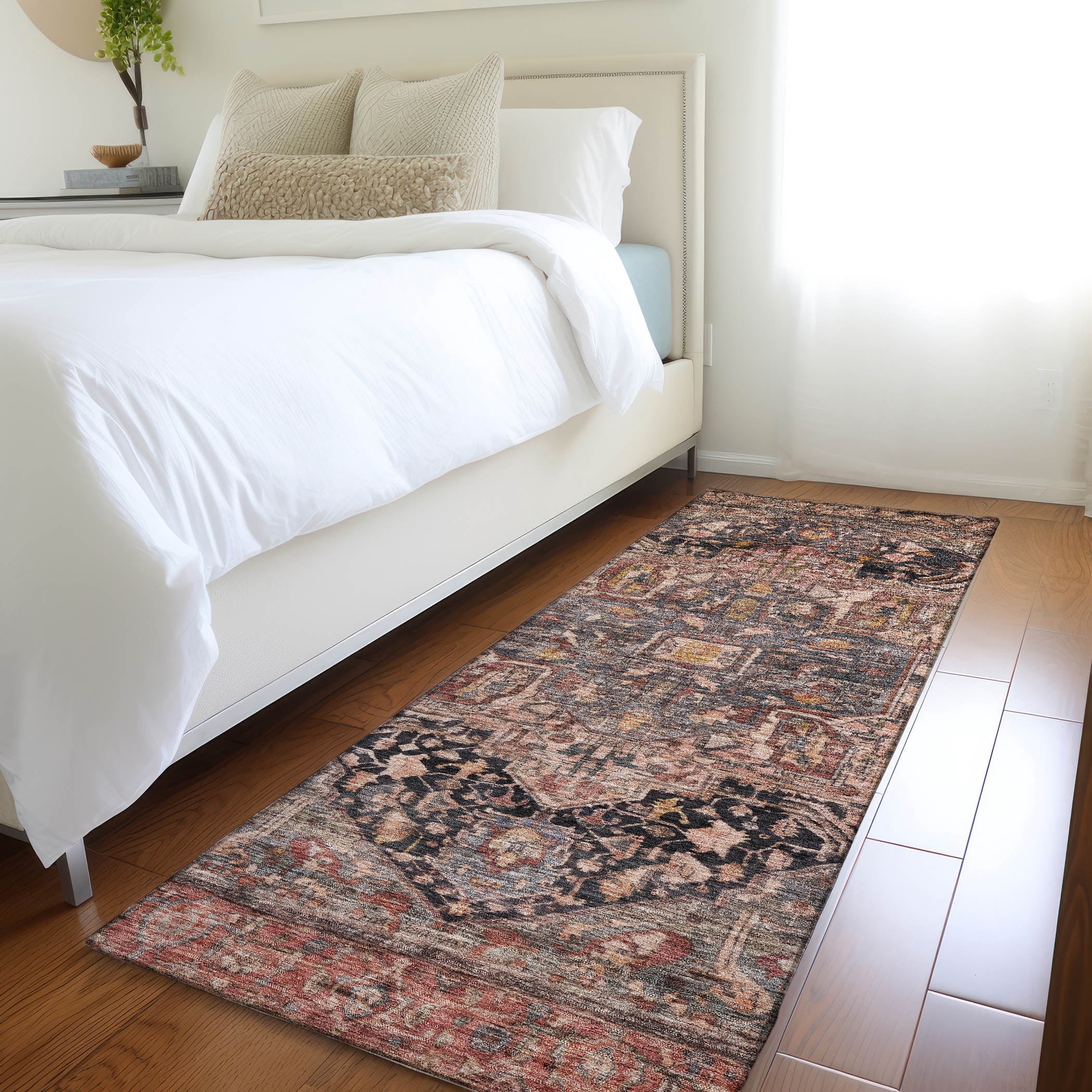 Addison Rugs Chantille Indoor/Outdoor Transitional Geometric, Abstract Charcoal Washable Runner Rug, 2'3" x 7'6"