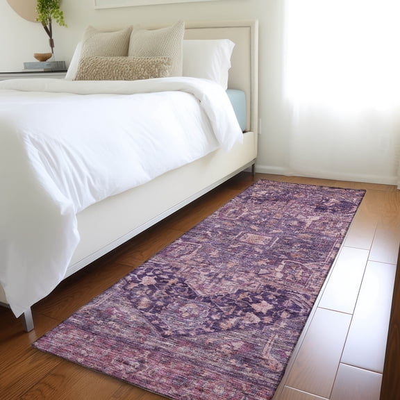 Addison Rugs Chantille Indoor/Outdoor Transitional Geometric, Abstract Eggplant Washable Runner Rug, 2'3" x 7'6"