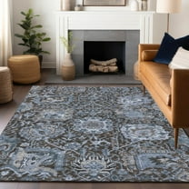 Addison Rugs Chantille Indoor/Outdoor Transitional Damask Denim Washable Rectangle Rug, 10' x 14'