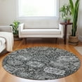 thumbnail image 1 of Addison Rugs Chantille Indoor/Outdoor Transitional Damask Gray Washable Round Rug, 8' x 8', 1 of 6