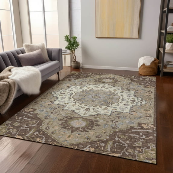 Addison Rugs Chantille Indoor/Outdoor Traditional Vintage Chocolate Washable Rectangle Rug, 10' x 14'