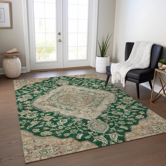 Addison Rugs Chantille Indoor/Outdoor Traditional Global Emerald Washable Rectangle Rug, 5' x 7'6"
