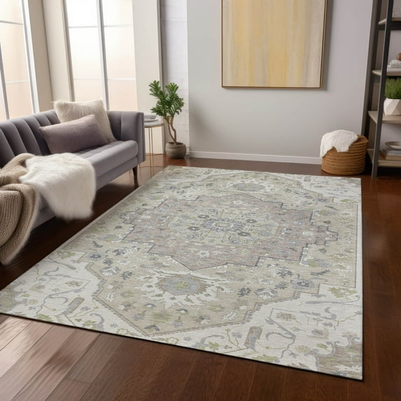 Addison Rugs Chantille Indoor/Outdoor Traditional Vintage Ivory Washable Rectangle Rug, 8' x 10'