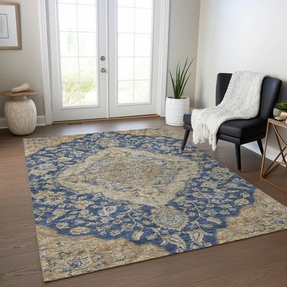 Addison Rugs Chantille Indoor/Outdoor Traditional Global Navy Washable Rectangle Rug, 8' x 10'