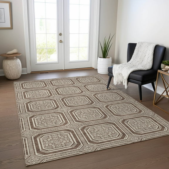 Addison Rugs Chantille Indoor/Outdoor Transitional Geometric Brown Washable Rectangle Rug, 10' x 14'