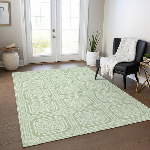 Addison Rugs Chantille Indoor/Outdoor Transitional Geometric Mint Washable Rectangle Rug, 10' x 14'