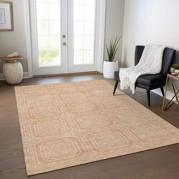 Addison Rugs Chantille Indoor/Outdoor Transitional Geometric Peach Washable Rectangle Rug, 5' x 7'6"