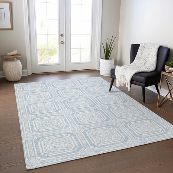 Addison Rugs Chantille Indoor/Outdoor Transitional Geometric Sky Washable Rectangle Rug, 8' x 10'